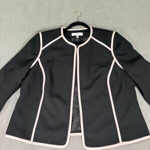 Jones Studio Black w/ Pink Trim Designer Suit Jacket Women's Size 18W Lined